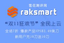 RAKsmart“双11狂欢节”全民上云活动 全场7折爆款$2.49刀首月半价秒杀 - 雪花测评
